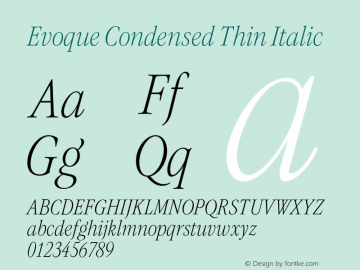 Evoque Condensed Thin Italic Version 1.100;FEAKit 1.0图片样张
