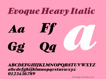 Evoque Heavy Italic Version 1.100;FEAKit 1.0图片样张