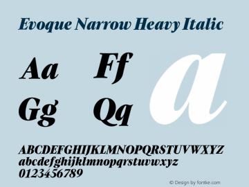 Evoque Narrow Heavy Italic Version 1.100;FEAKit 1.0图片样张