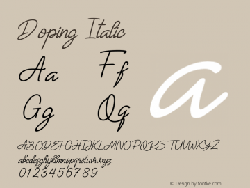 Doping Italic Version 1.001;Fontself Maker 3.5.7图片样张