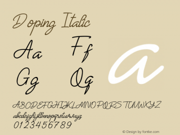 Doping Italic Version 1.001;Fontself Maker 3.5.7图片样张