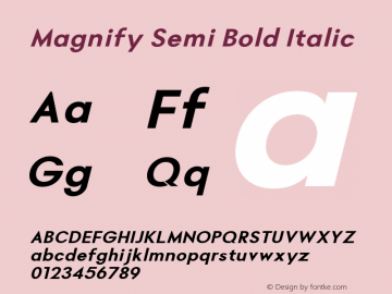 Magnify Semi Bold Italic Version 1.000图片样张