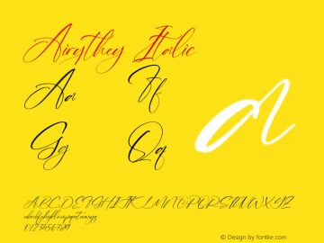 Airythey Italic Version 1.00;April 7, 2022;FontCreator 13.0.0.2683 64-bit图片样张