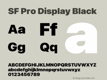 SF Pro Display Black Version 17.3d3e1; 2022-02-14 | FøM Fix图片样张