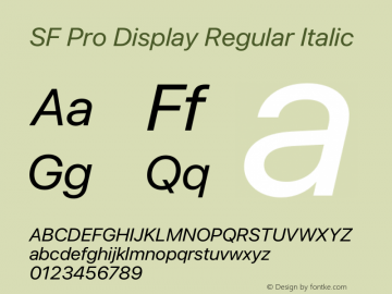 SF Pro Display Regular Italic Version 17.3d3e1; 2022-02-14 | FøM Fix图片样张