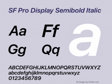 SF Pro Display Semibold Italic Version 17.3d3e1; 2022-02-14 | FøM Fix图片样张