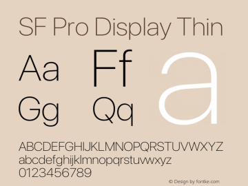 SF Pro Display Thin Version 17.3d3e1; 2022-02-14 | FøM Fix图片样张