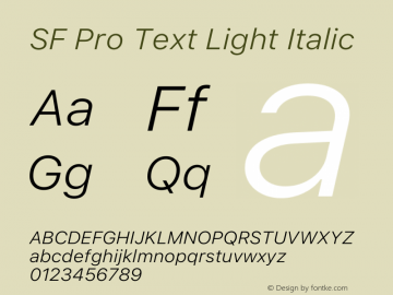 SF Pro Text Light Italic Version 17.3d3e1; 2022-02-14 | FøM Fix图片样张