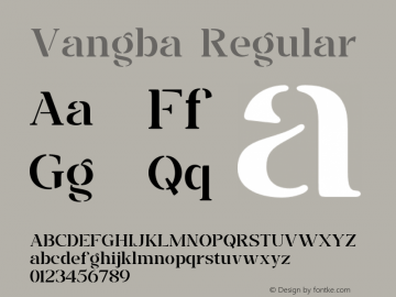 Vangba Regular Version 1.000;hotconv 1.0.109;makeotfexe 2.5.65596图片样张