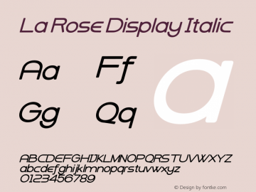 LaRoseDisplay-Italic Version 1.000图片样张