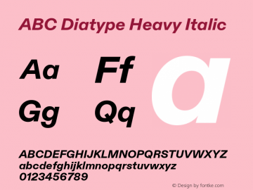 ABC Diatype Heavy Italic Version 1.100图片样张