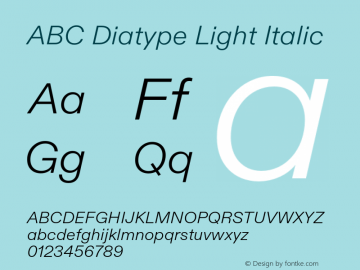 ABC Diatype Light Italic Version 1.100图片样张