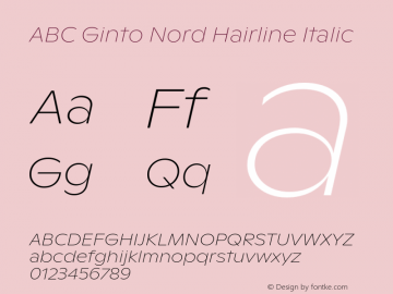 ABCGintoNord-HairlineItalic Version 1.100图片样张