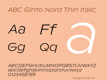 ABCGintoNord-ThinItalic Version 1.100图片样张