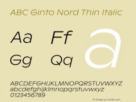 ABC Ginto Nord Thin Italic Version 1.100图片样张