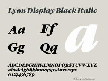 LyonDisplay-BlackItalic Version 001.000 2010图片样张