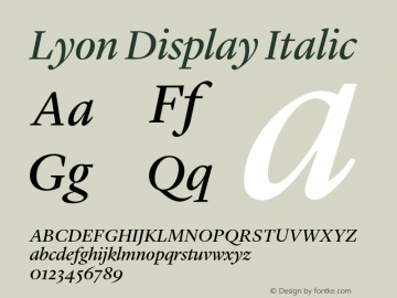 LyonDisplay-Italic Version 001.000 2010图片样张
