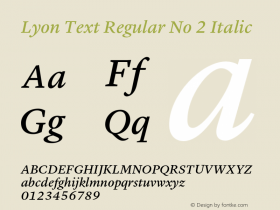 LyonText-RegularNo2Italic Version 001.002 2009图片样张