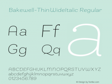 Bakewell W05 Thin Wide Italic Version 0.10图片样张