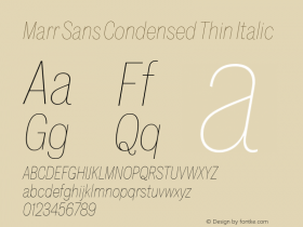 Marr Sans Condensed Thin Italic Version 1.1 2015图片样张