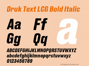Druk Text LCG Bold Italic Version 1.1 2015图片样张