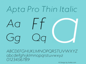 Apta Pro Thin Italic Version 1.001图片样张