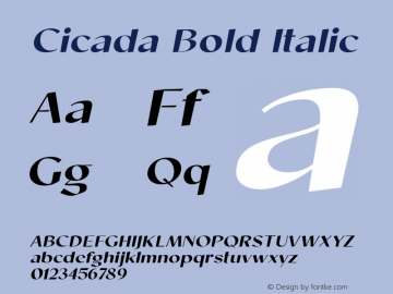 Cicada Bold Italic Version 1.000;hotconv 1.0.109;makeotfexe 2.5.65596图片样张