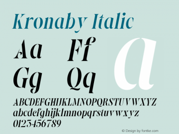 Kronaby Italic Version 1.000;hotconv 1.0.109;makeotfexe 2.5.65596图片样张