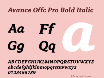 Avance Offc Pro Bold Italic Version 7.504; 2010; Build 1021图片样张