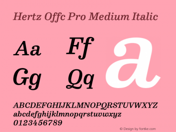 Hertz Offc Pro Medium Italic Version 7.504; 2015; Build 1020图片样张