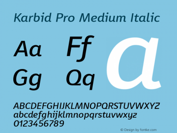 Karbid Pro Medium Italic Version 7.60图片样张