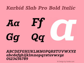 Karbid Slab Pro Bold Italic Version 7.60图片样张