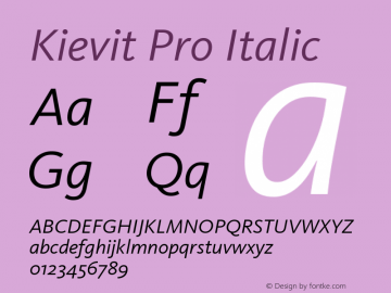 Kievit Pro Italic Version 7.600, build 1030, FoPs, FL 5.04图片样张