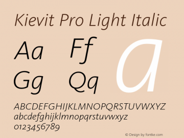 Kievit Pro Light Italic Version 7.600, build 1030, FoPs, FL 5.04图片样张