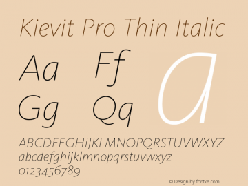 Kievit Pro Thin Italic Version 7.600, build 1030, FoPs, FL 5.04图片样张