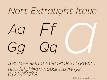 Nort Extralight Italic Version 7.70图片样张