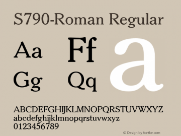 S790-Roman Regular Version 1.0 20-10-2002 Font Sample