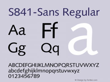 S841-Sans Regular Version 1.0 20-10-2002 Font Sample