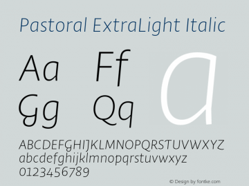 Pastoral ExtraLight Italic Version 1.00图片样张