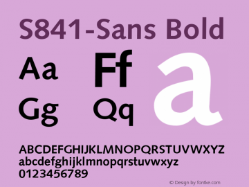 S841-Sans Bold Version 1.0 20-10-2002 Font Sample