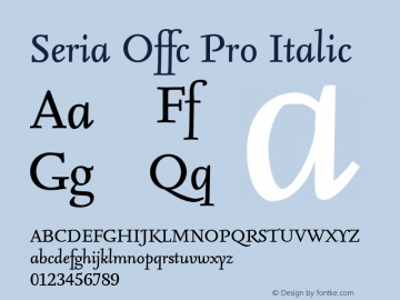 Seria Offc Pro Italic Version 7.504; 2010; Build 1020图片样张