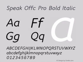 Speak Offc Pro Bold Italic Version 7.504; 2012; Build 1020图片样张