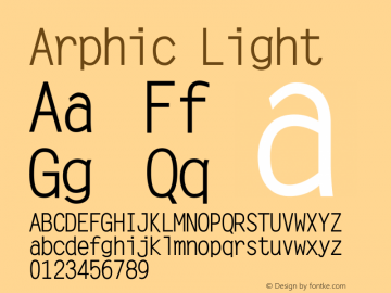Arphic Light Version 1.00图片样张