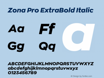 Zona Pro ExtraBold Italic Version 2.001 | FøM Fix图片样张