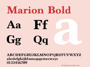 Marion Bold Version 2.001;May 22, 2022;FontCreator 14.0.0.2790 64-bit图片样张