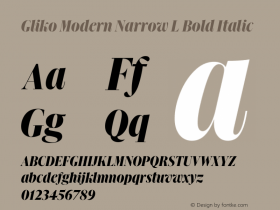 Gliko Modern Narrow L Bold Italic Version 2.001图片样张