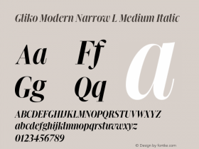 Gliko Modern Narrow L Medium Italic Version 2.001图片样张