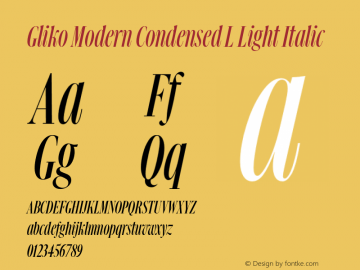 GlikoModernCondensedL-LightItalic Version 2.001图片样张