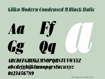 GlikoModernCondensedM-BlackItalic Version 2.001图片样张