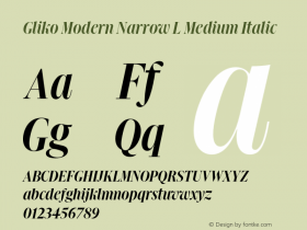 GlikoModernNarrowL-MediumItalic Version 2.001图片样张